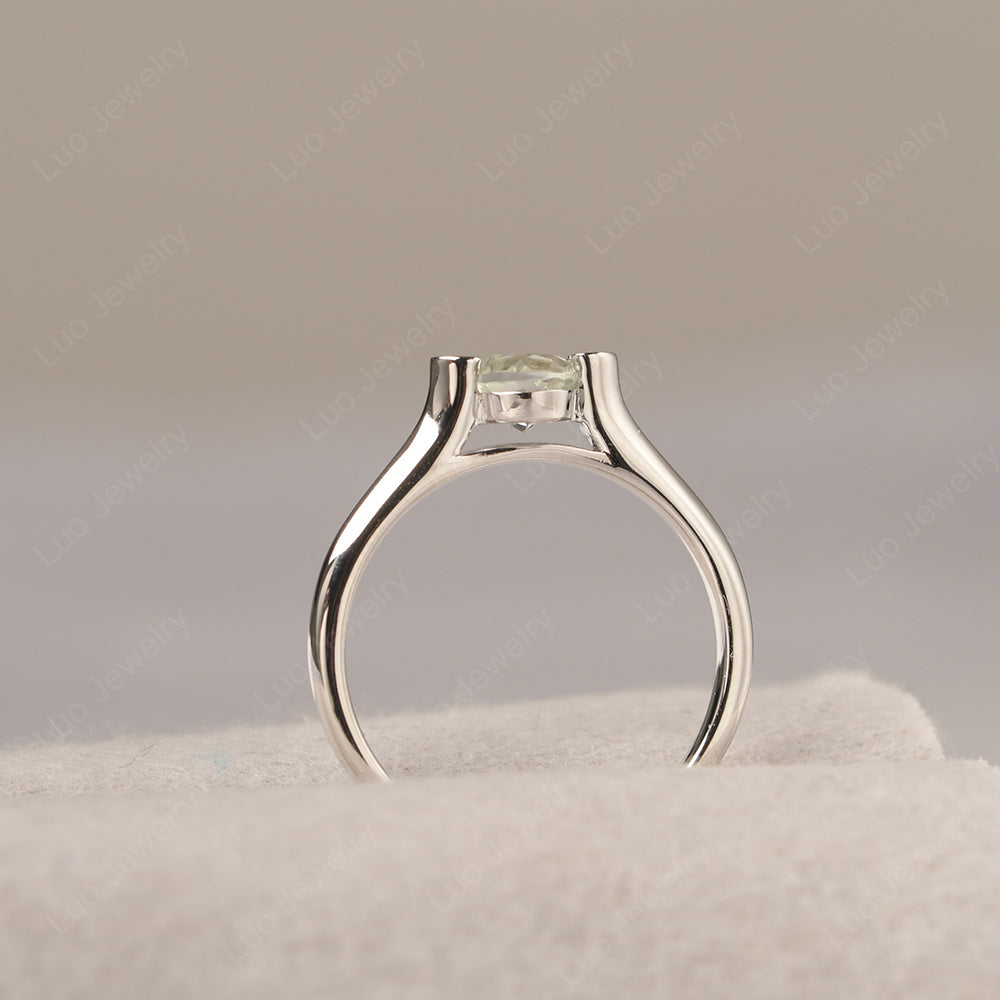 Dainty Green Amethyst Ring Solitaire Engagement Ring - LUO Jewelry