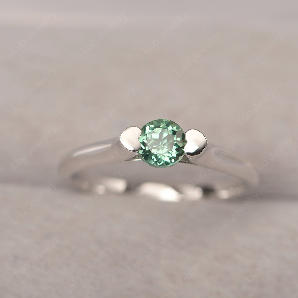 Dainty Green Sapphire Ring Solitaire Engagement Ring - LUO Jewelry
