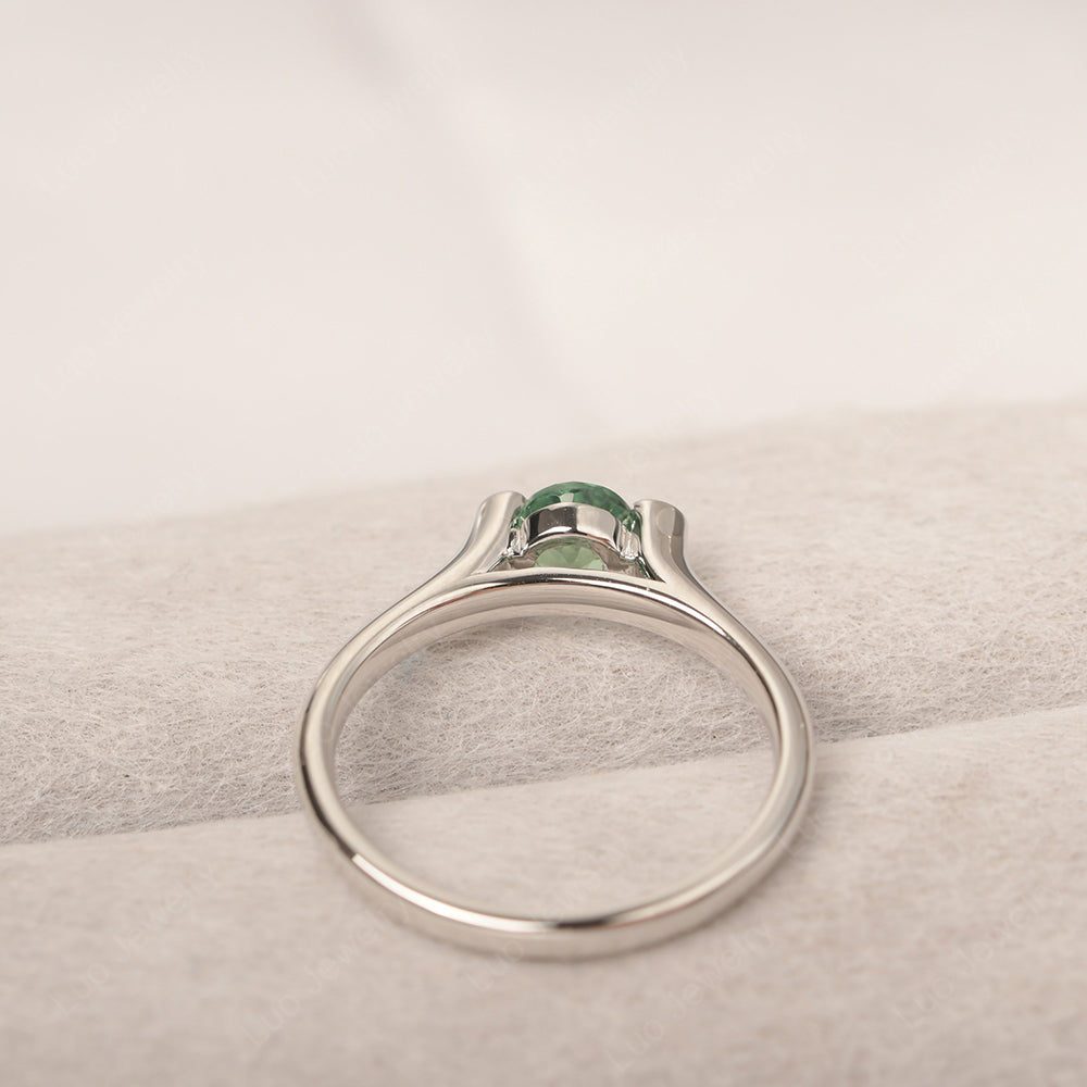 Dainty Green Sapphire Ring Solitaire Engagement Ring - LUO Jewelry