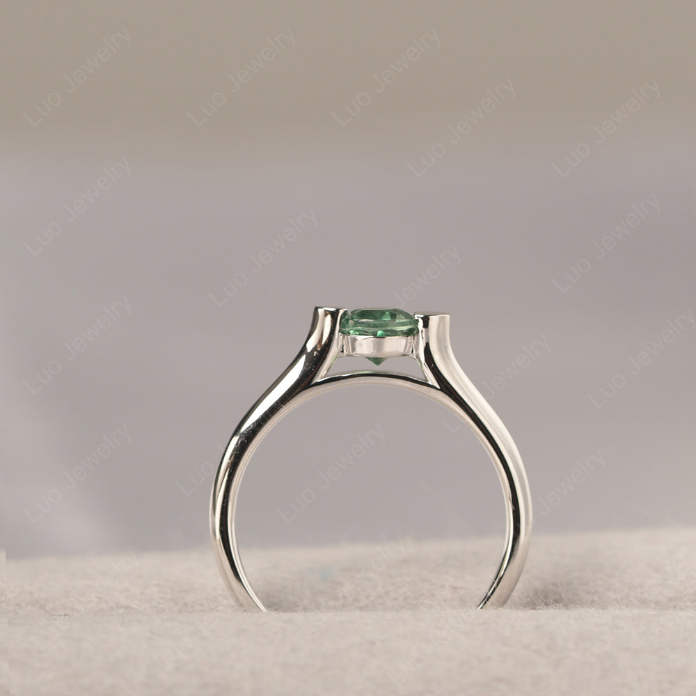 Dainty Green Sapphire Ring Solitaire Engagement Ring - LUO Jewelry