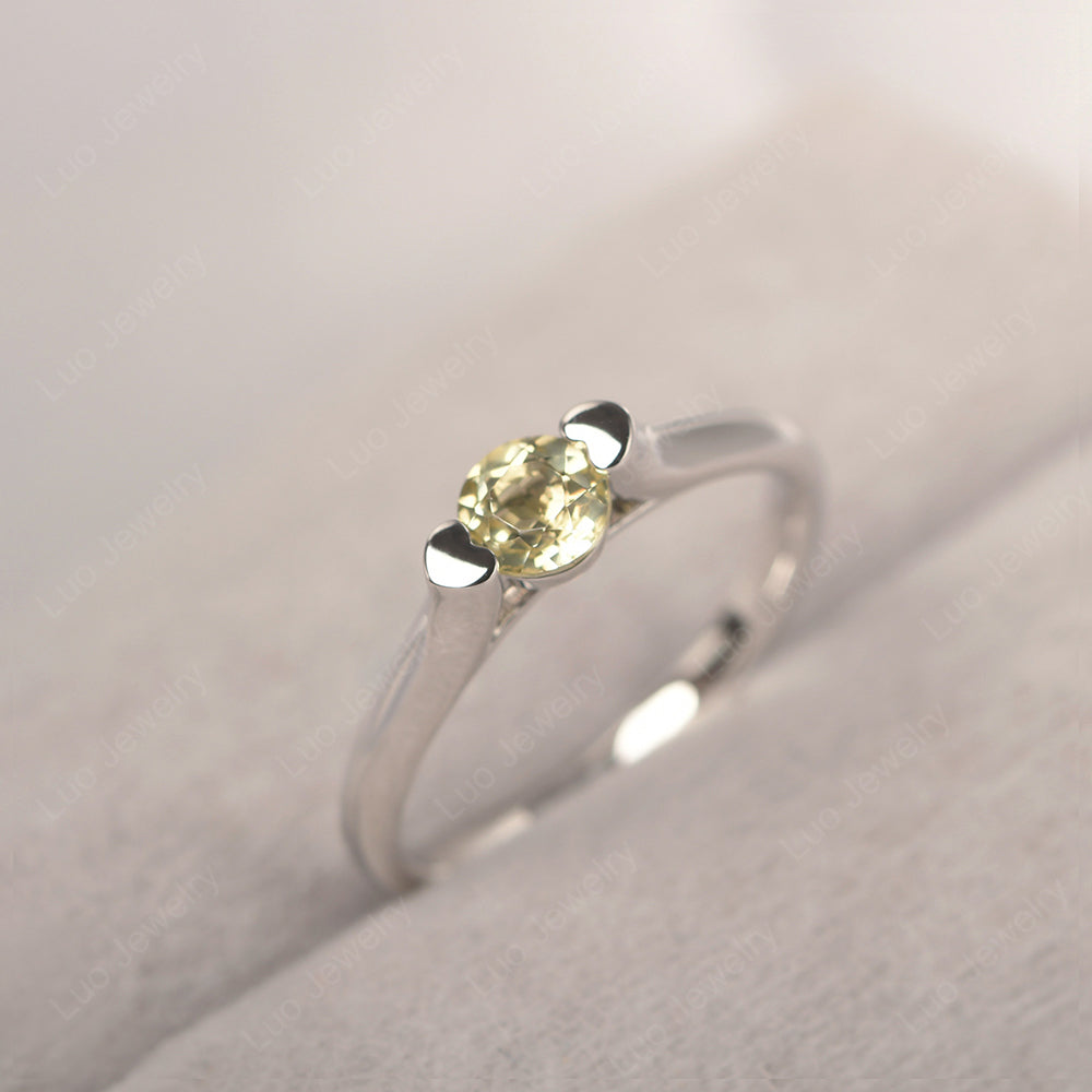 Dainty Lemon Quartz Ring Solitaire Engagement Ring - LUO Jewelry