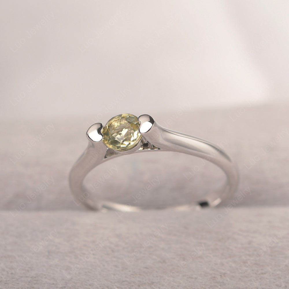 Dainty Lemon Quartz Ring Solitaire Engagement Ring - LUO Jewelry