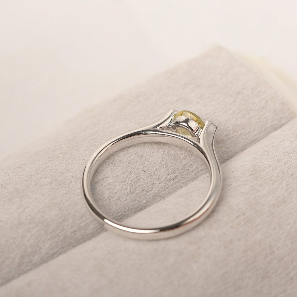 Dainty Lemon Quartz Ring Solitaire Engagement Ring - LUO Jewelry