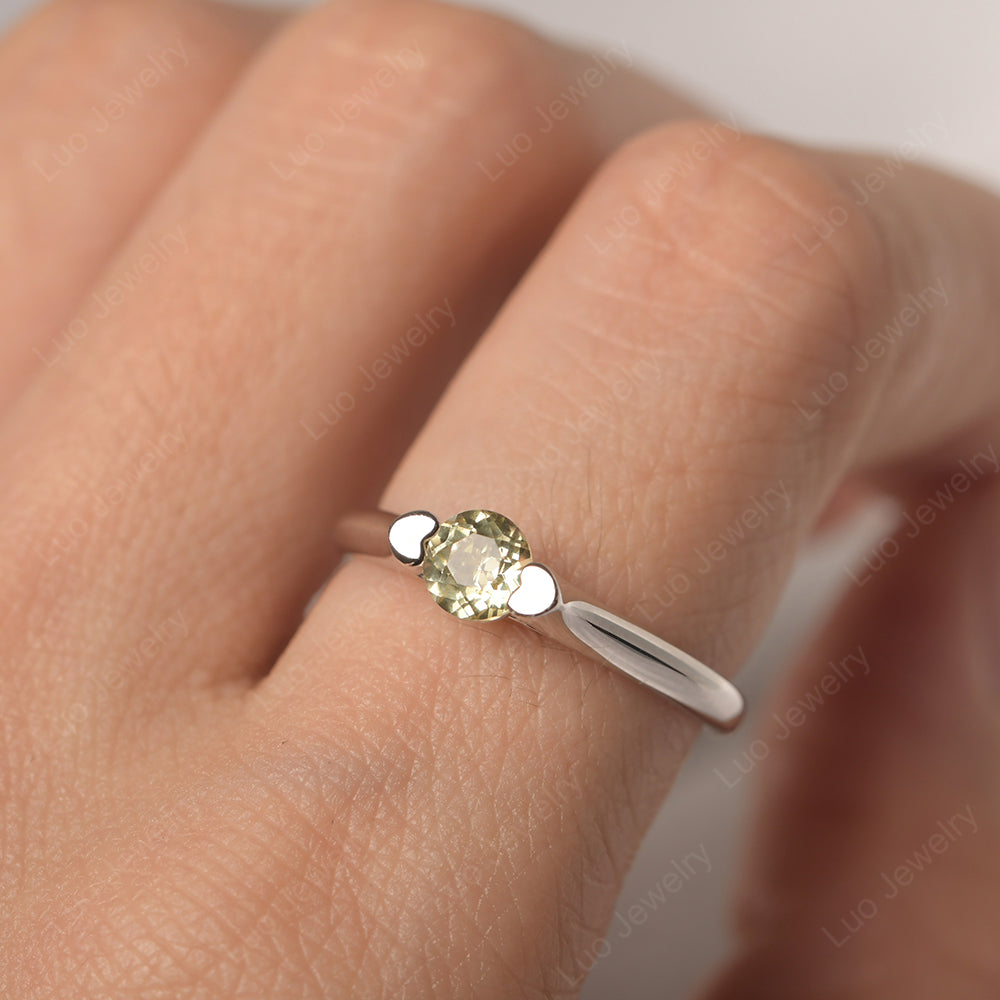 Dainty Lemon Quartz Ring Solitaire Engagement Ring - LUO Jewelry