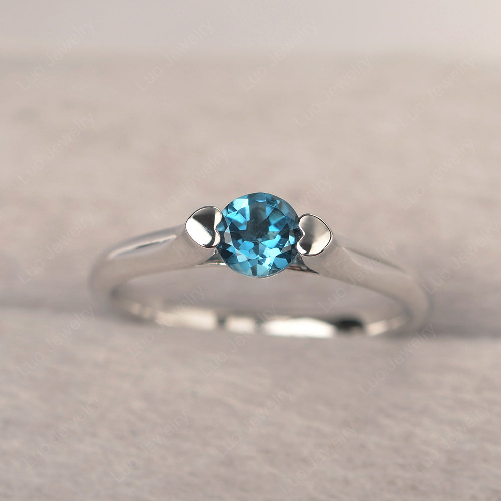 Dainty London Blue Topaz Ring Solitaire Engagement Ring - LUO Jewelry