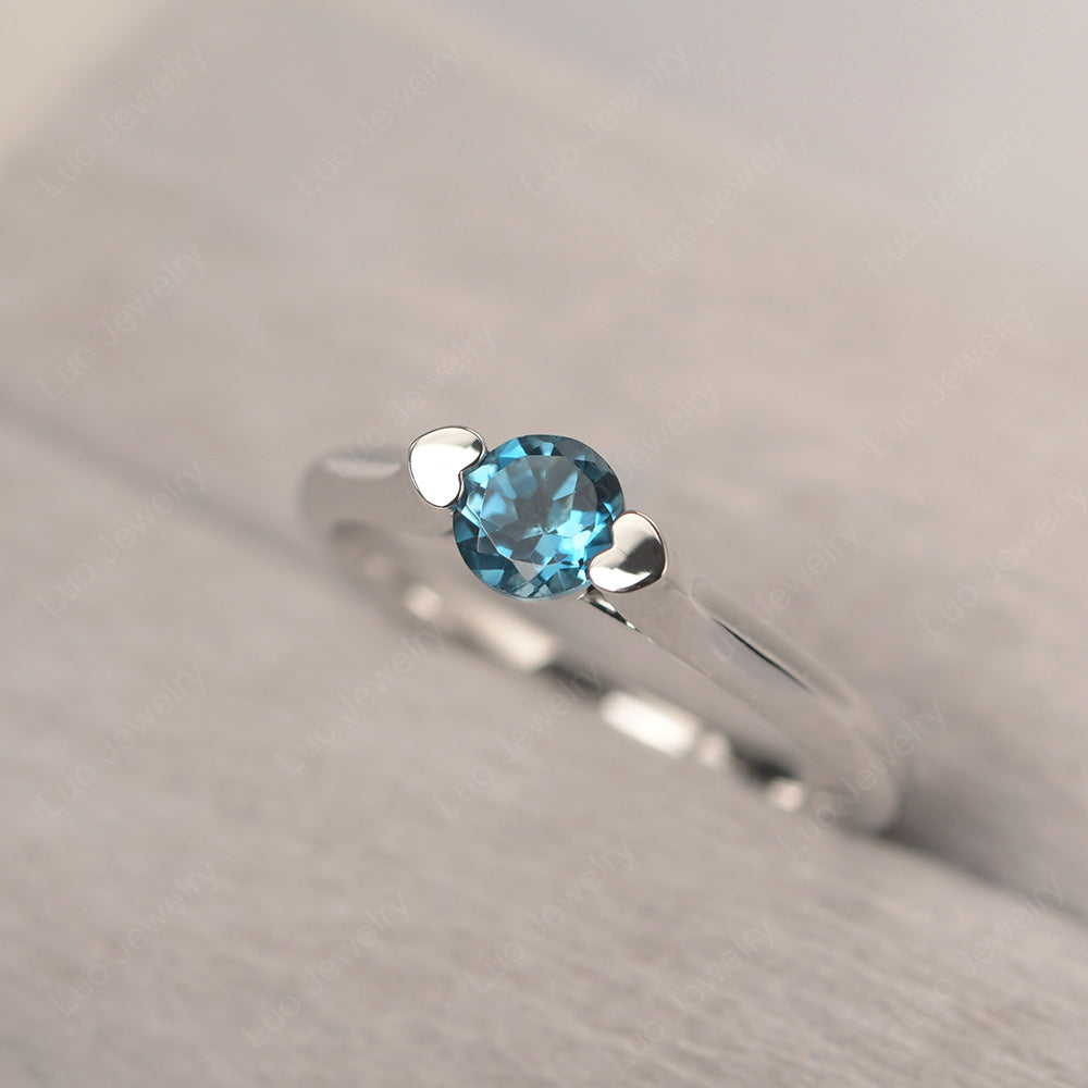 Dainty London Blue Topaz Ring Solitaire Engagement Ring - LUO Jewelry