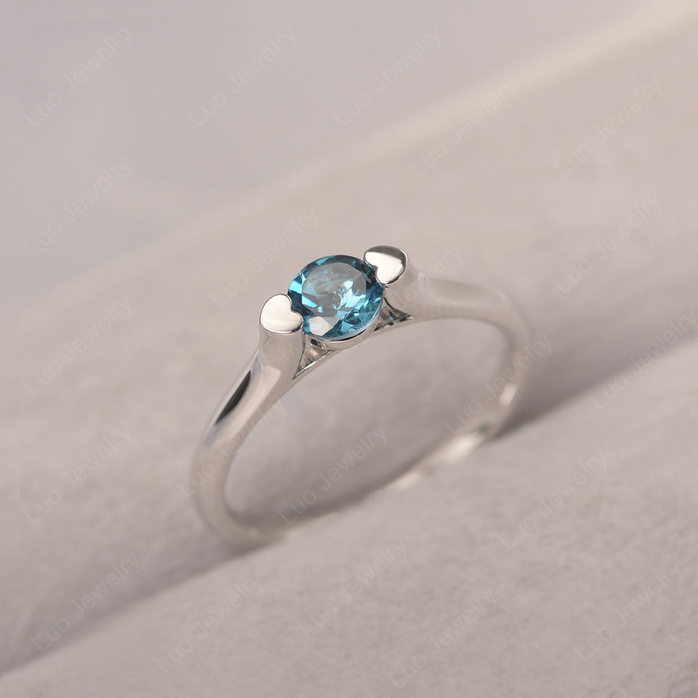 Dainty London Blue Topaz Ring Solitaire Engagement Ring - LUO Jewelry