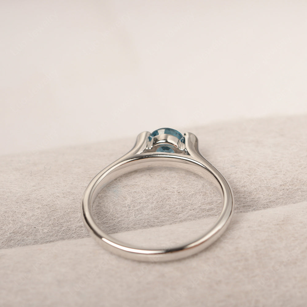 Dainty London Blue Topaz Ring Solitaire Engagement Ring - LUO Jewelry