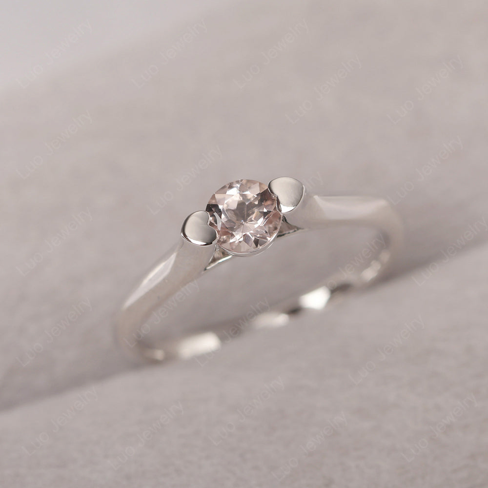 Dainty Morganite Ring Solitaire Engagement Ring - LUO Jewelry