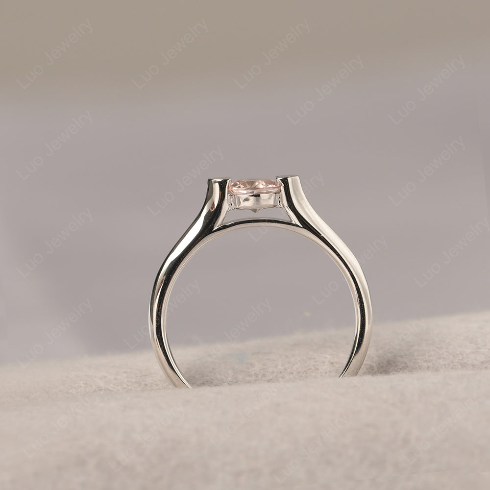 Dainty Morganite Ring Solitaire Engagement Ring - LUO Jewelry