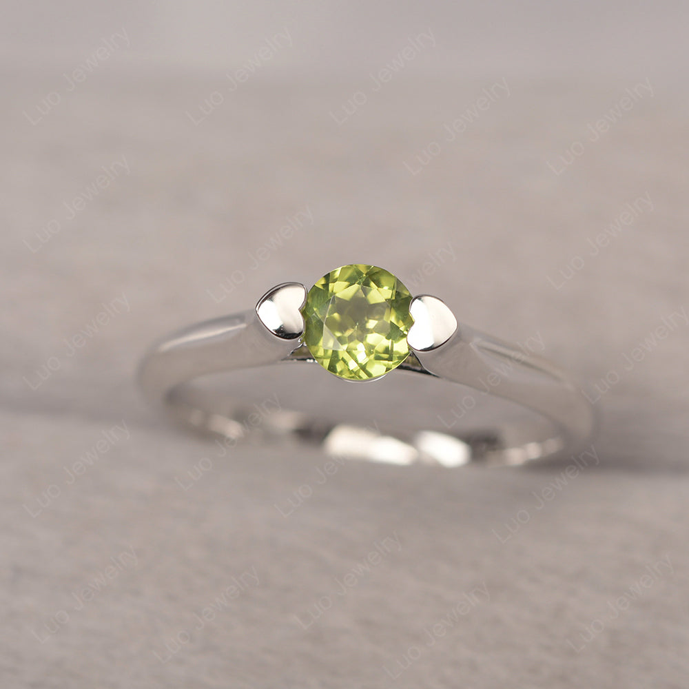 Dainty Peridot Ring Solitaire Engagement Ring - LUO Jewelry