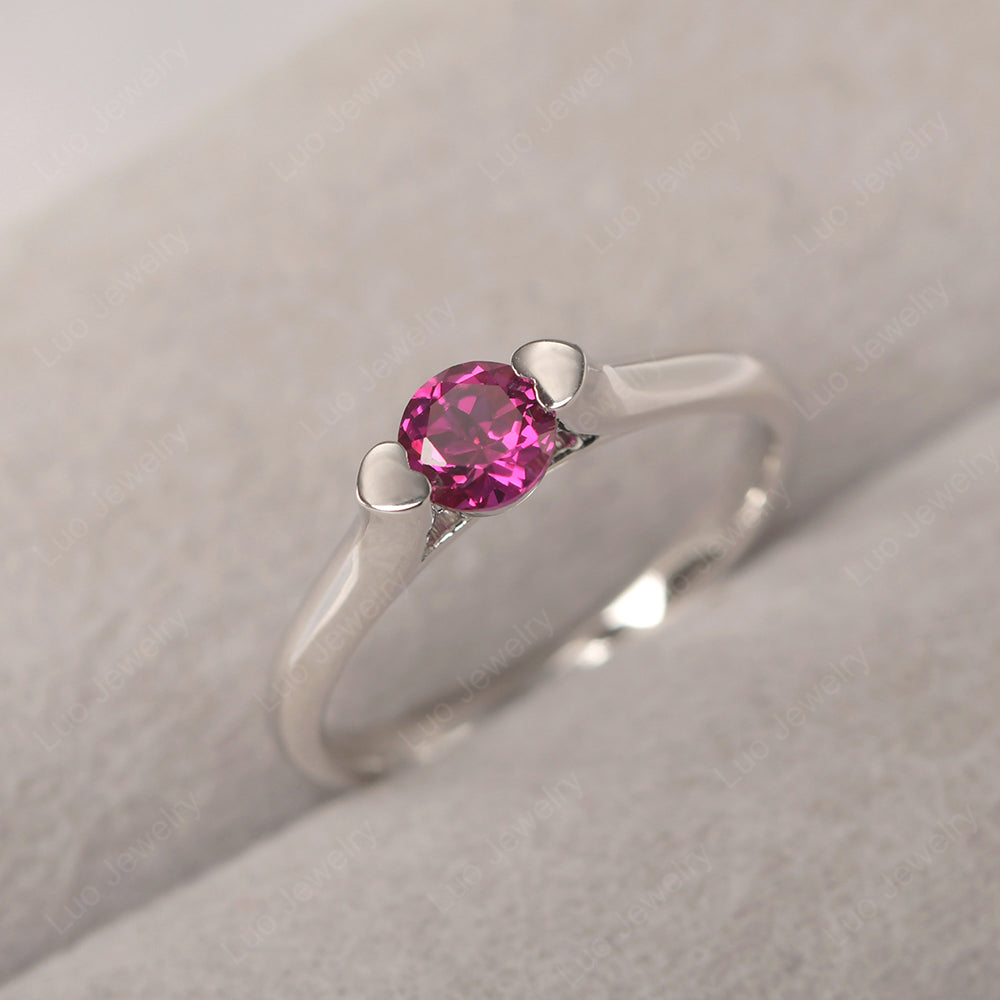 Dainty Ruby Ring Solitaire Engagement Ring - LUO Jewelry