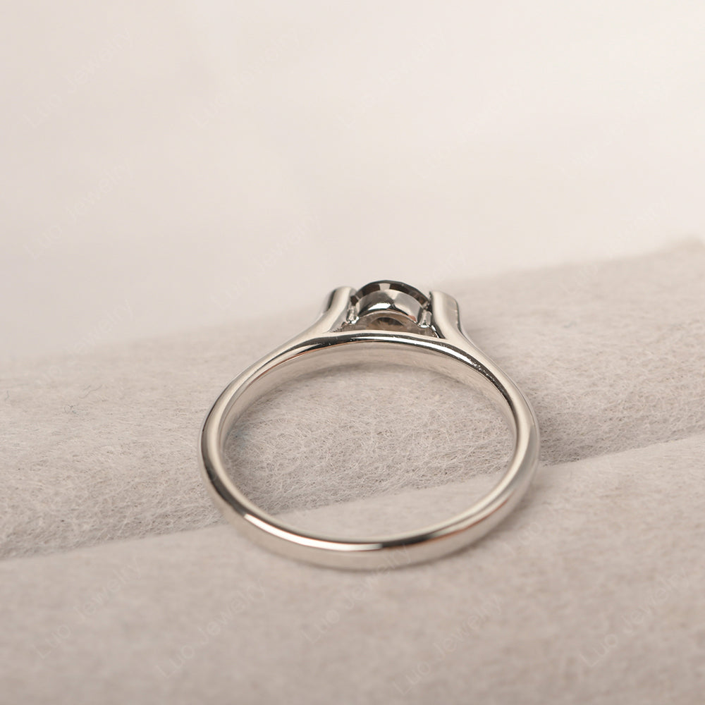 Dainty Smoky Quartz  Ring Solitaire Engagement Ring - LUO Jewelry