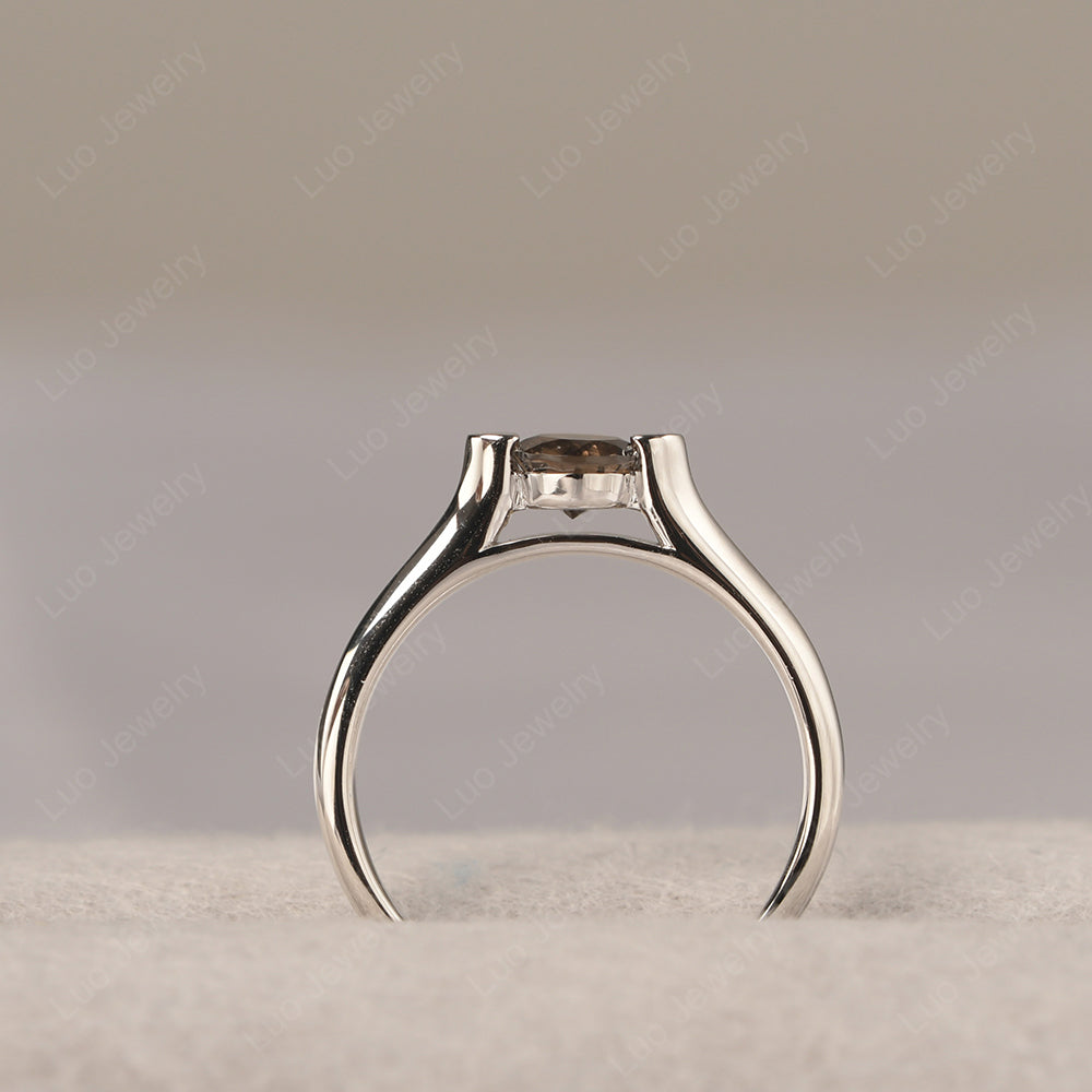Dainty Smoky Quartz  Ring Solitaire Engagement Ring - LUO Jewelry
