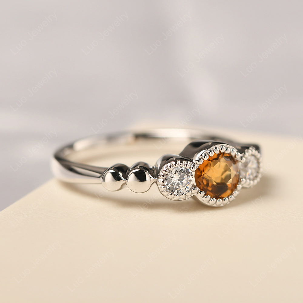 3 Stone Bezel Set Ring Citrine Mothers Ring - LUO Jewelry