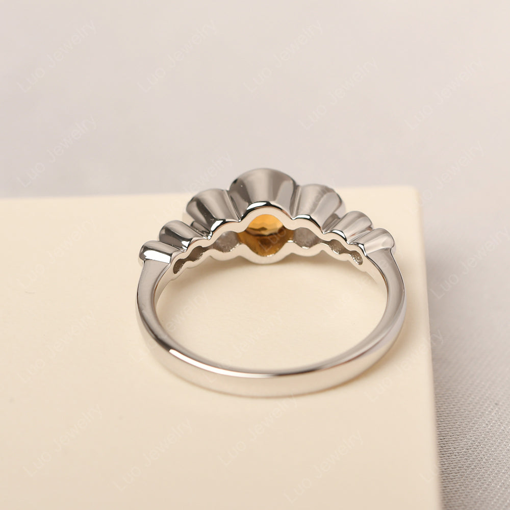 3 Stone Bezel Set Ring Citrine Mothers Ring - LUO Jewelry