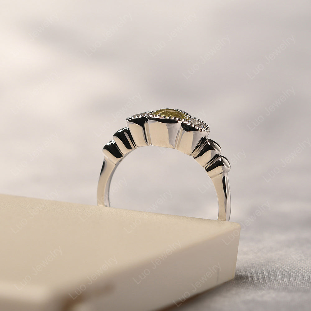 3 Stone Bezel Set Ring Lemon Quartz Mothers Ring - LUO Jewelry