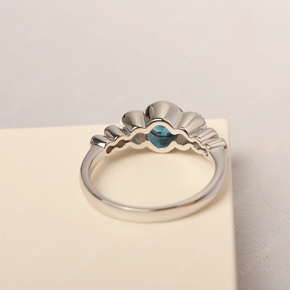 3 Stone Bezel Set Ring London Blue Topaz Mothers Ring - LUO Jewelry