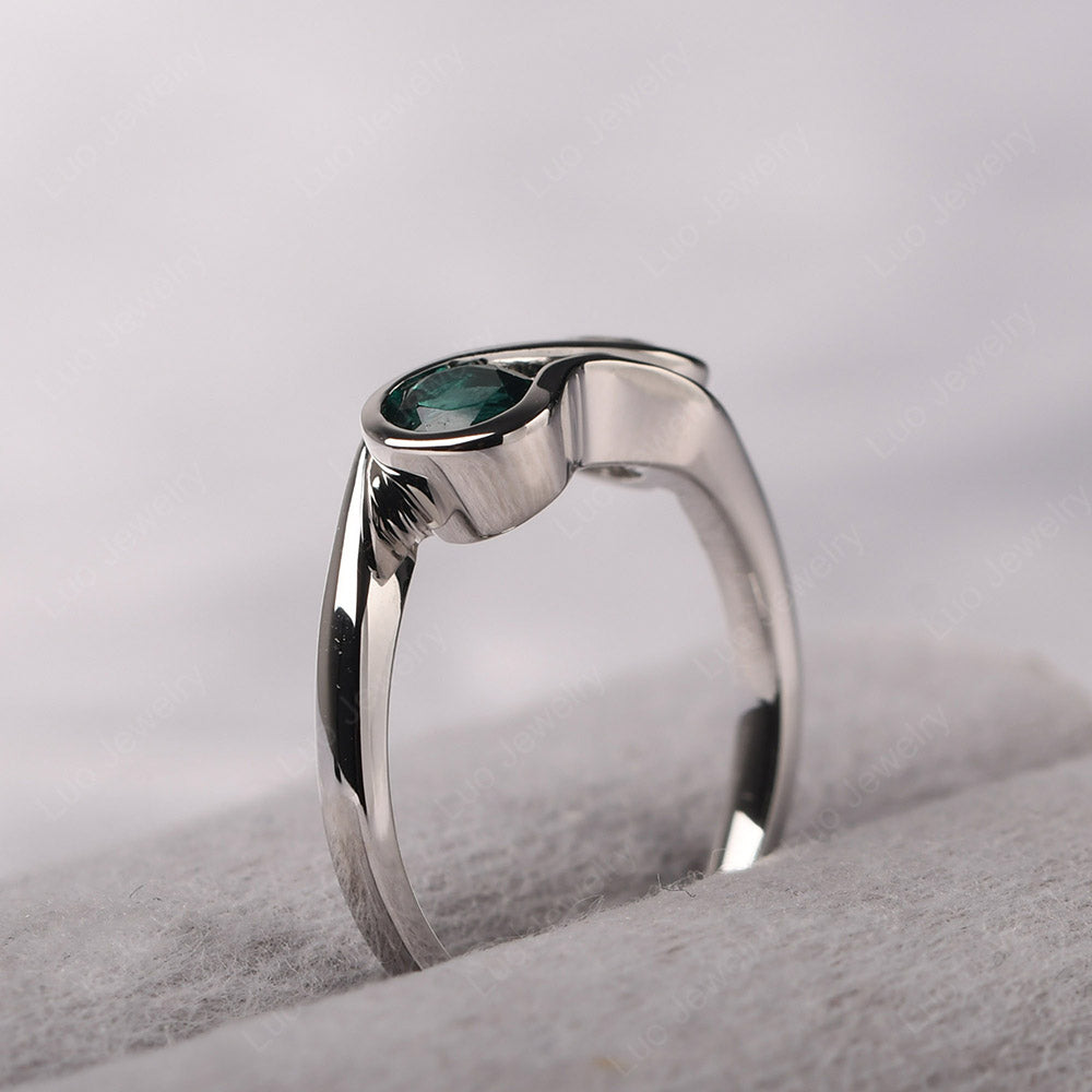 Emerald And Cubic Zirconia Ring Double Stone Engagement Ring - LUO Jewelry