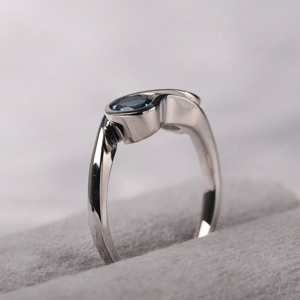 Cubic Zirconia And London Blue Topaz Ring Double Stone Engagement Ring - LUO Jewelry