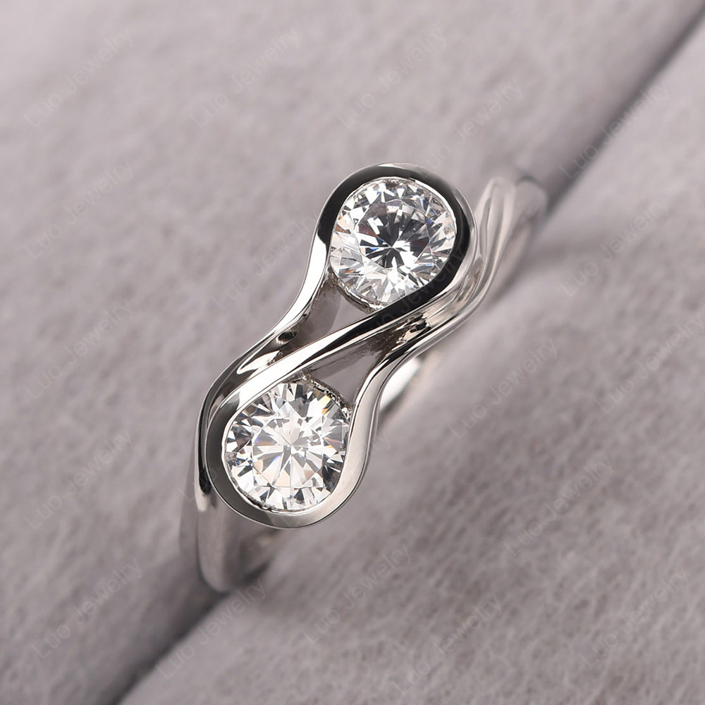 Cubic Zirconia And Cubic Zirconia Ring Double Stone Engagement Ring - LUO Jewelry