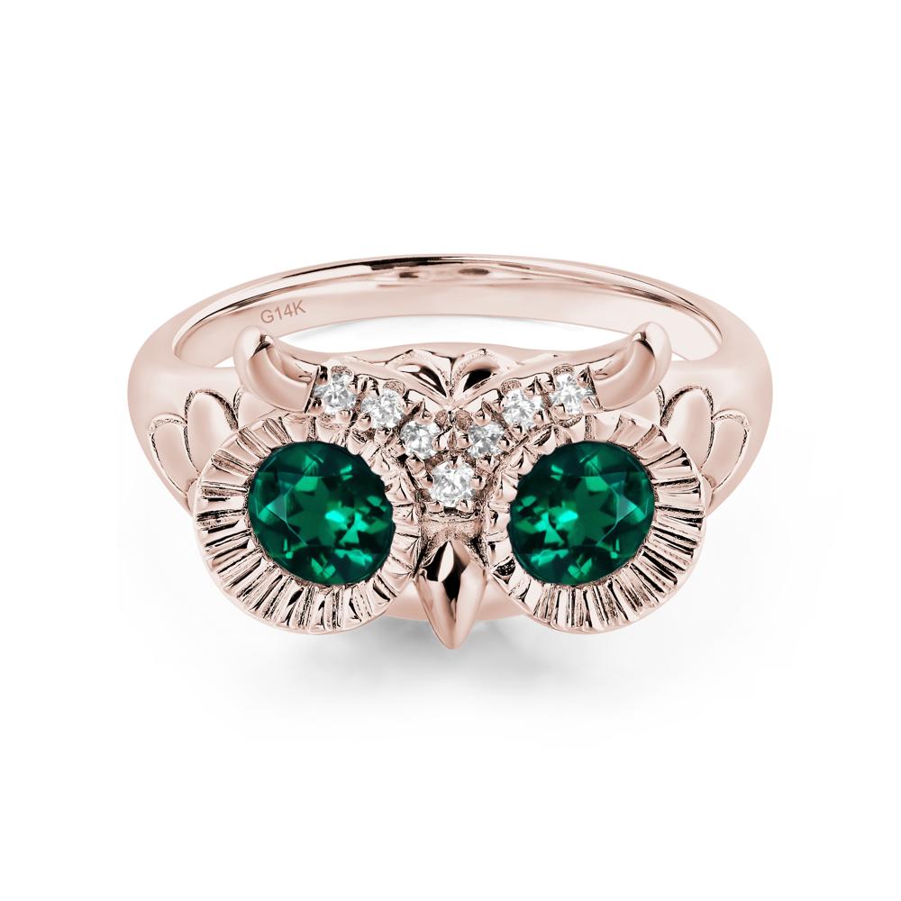 Emerald Owl Ring - LUO Jewelry #metal_14k rose gold