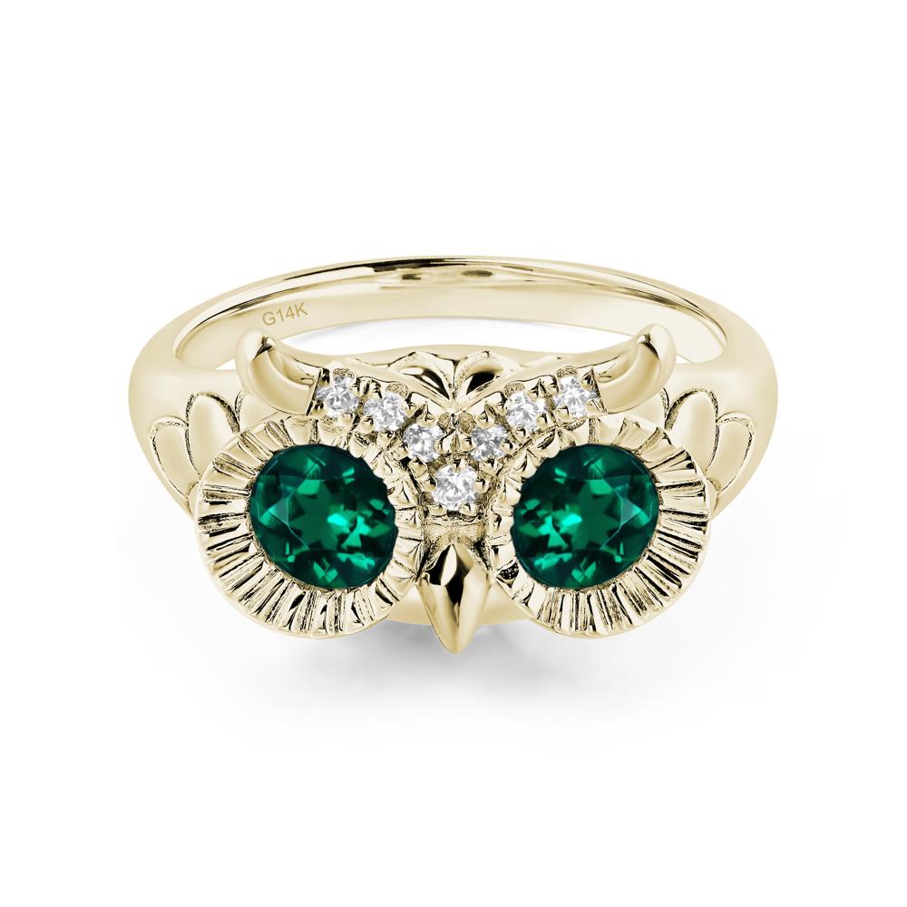 Emerald Owl Ring - LUO Jewelry #metal_14k yellow gold