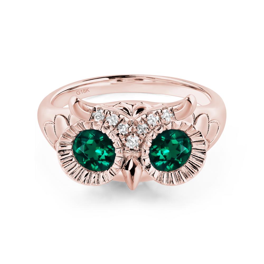 Emerald Owl Ring - LUO Jewelry #metal_18k rose gold