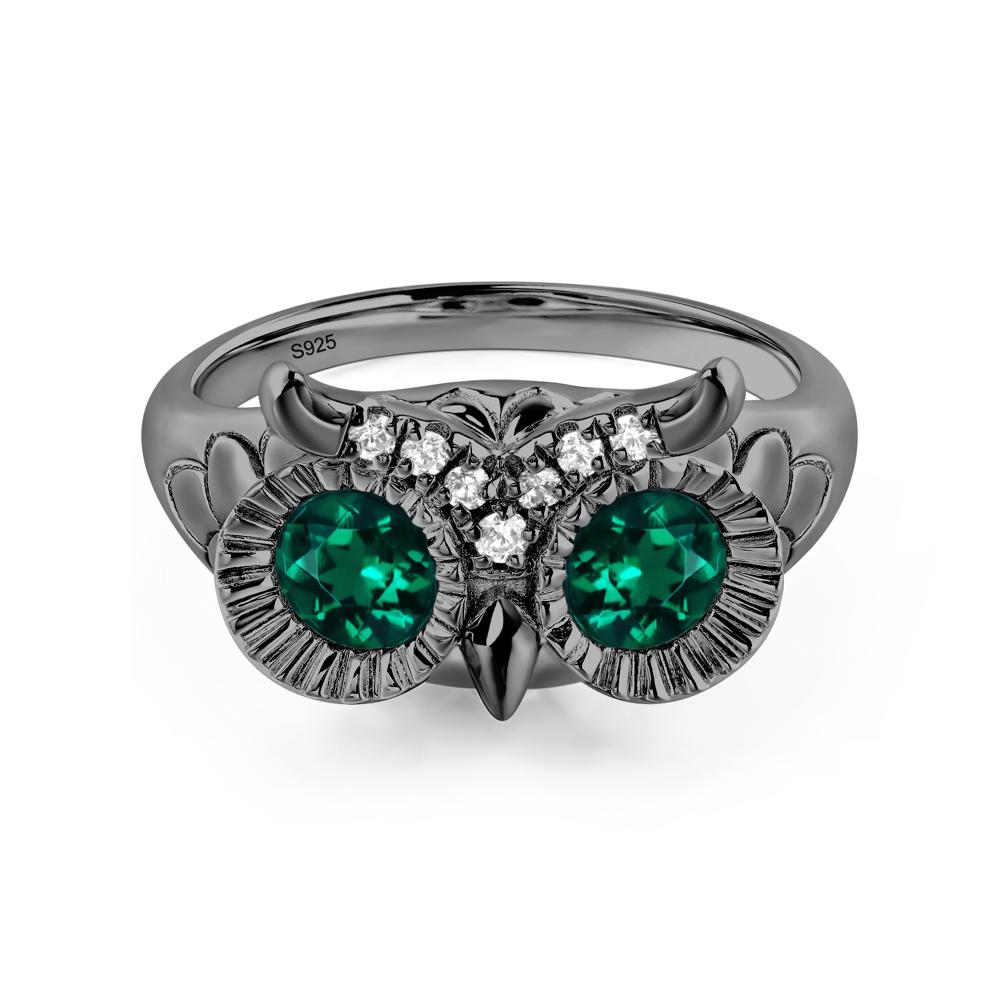 Emerald Owl Ring - LUO Jewelry #metal_black finish sterling silver