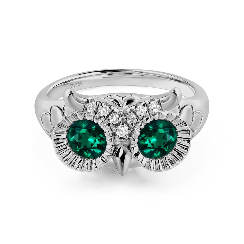 Emerald Owl Ring - LUO Jewelry #metal_platinum