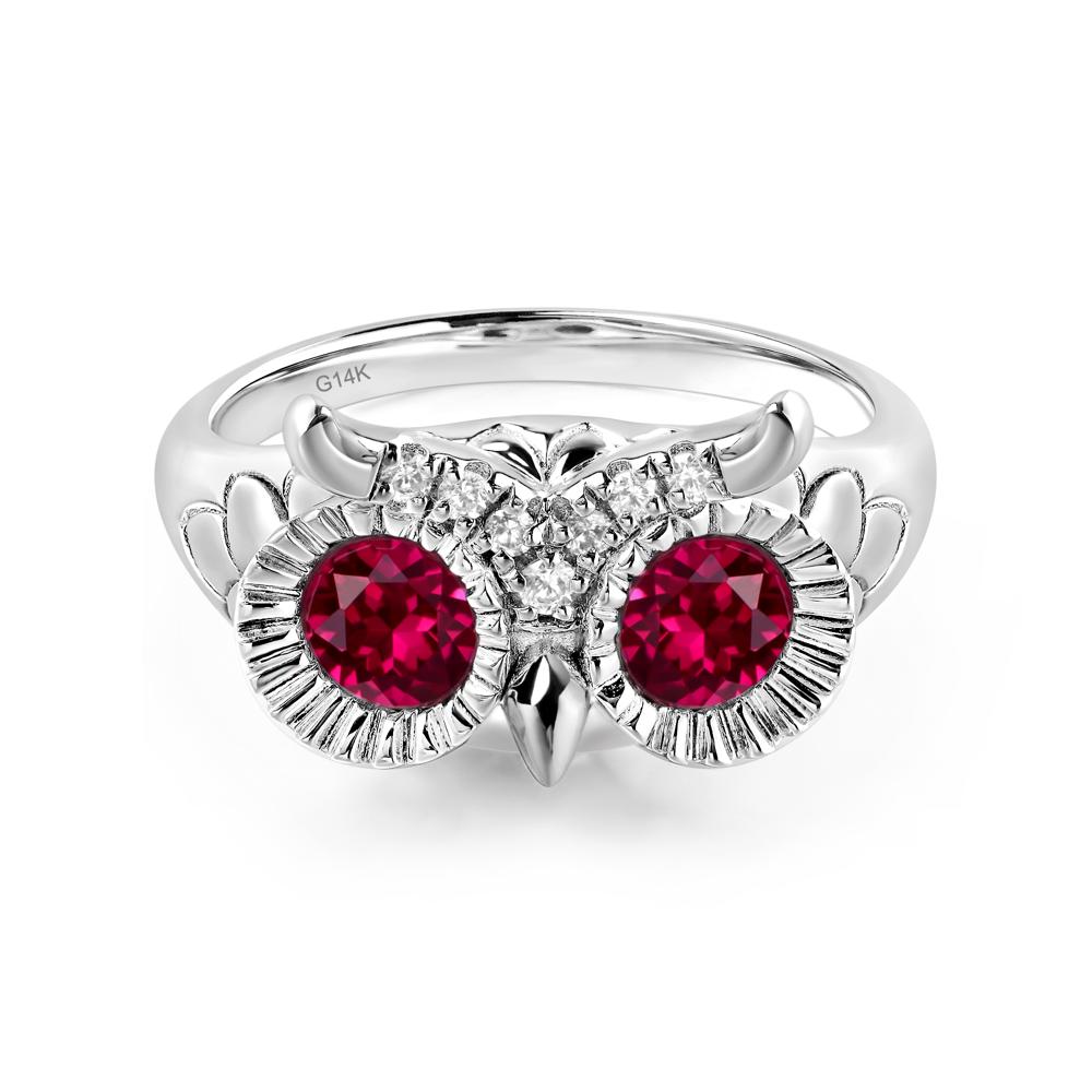 Ruby Owl Ring - LUO Jewelry #metal_14k white gold