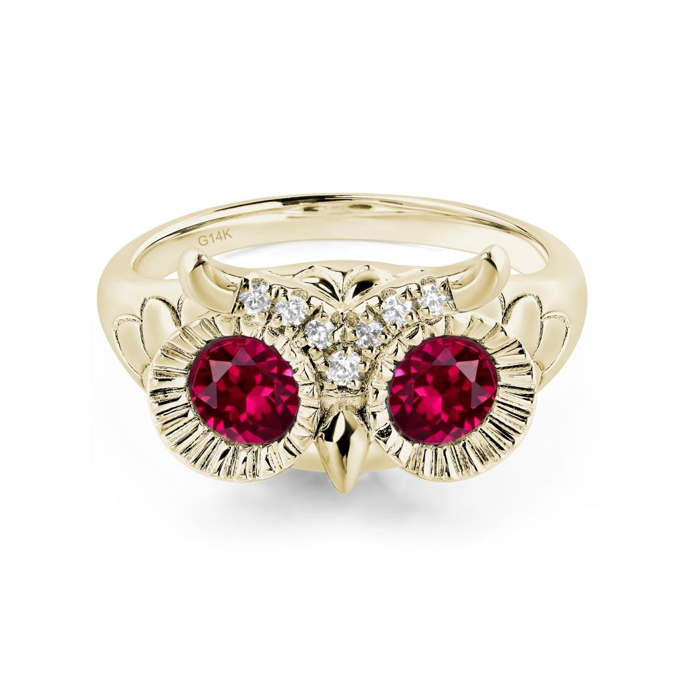 Ruby Owl Ring - LUO Jewelry #metal_14k yellow gold