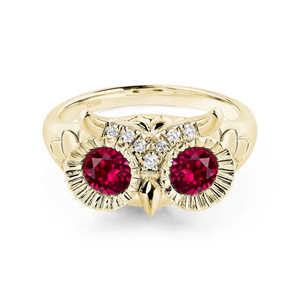Ruby Owl Ring - LUO Jewelry #metal_18k yellow gold