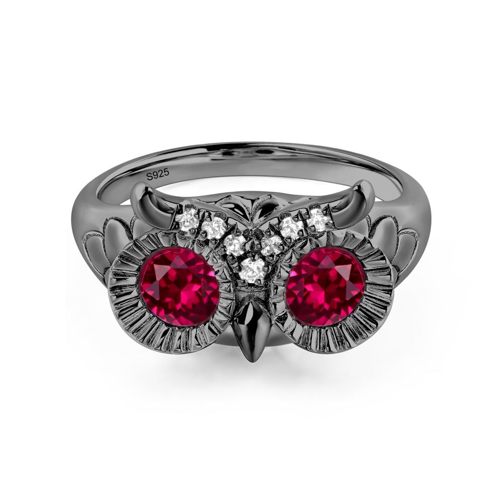 Ruby Owl Ring - LUO Jewelry #metal_black finish sterling silver