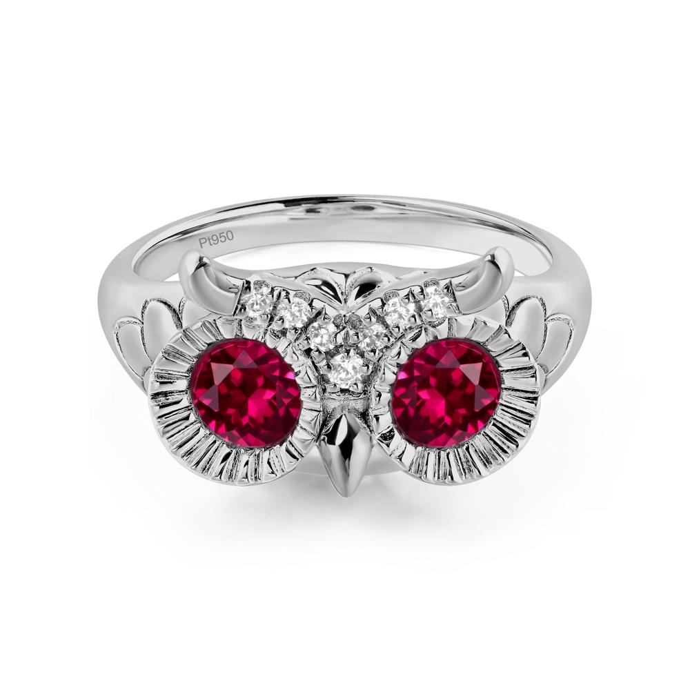 Ruby Owl Ring - LUO Jewelry #metal_platinum