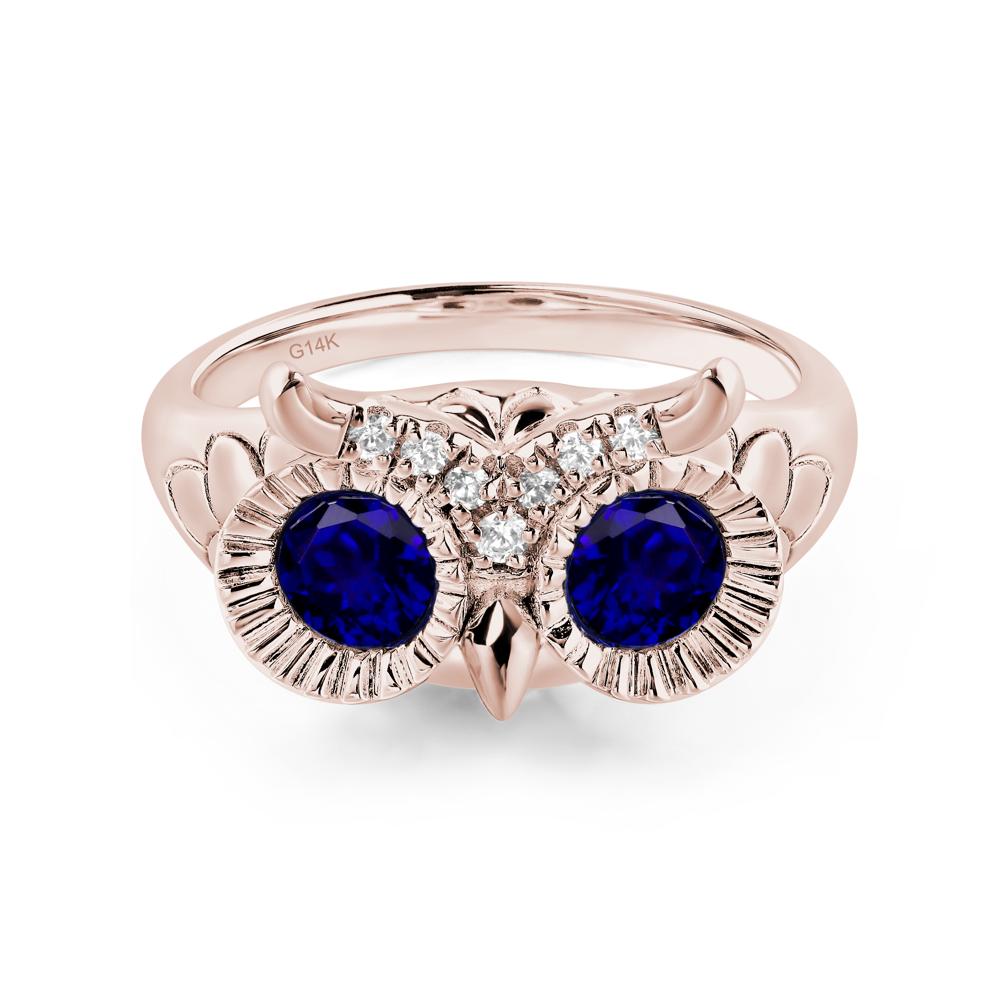 Sapphire Owl Ring - LUO Jewelry #metal_14k rose gold