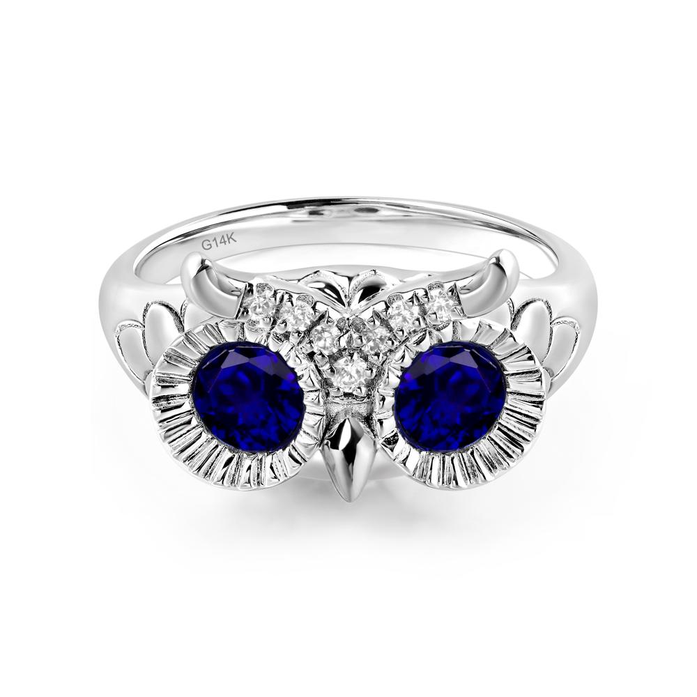 Sapphire Owl Ring - LUO Jewelry #metal_14k white gold
