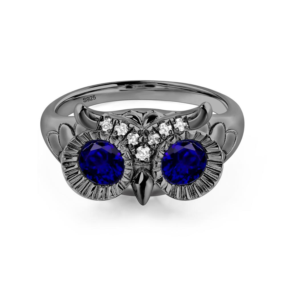 Sapphire Owl Ring - LUO Jewelry #metal_black finish sterling silver