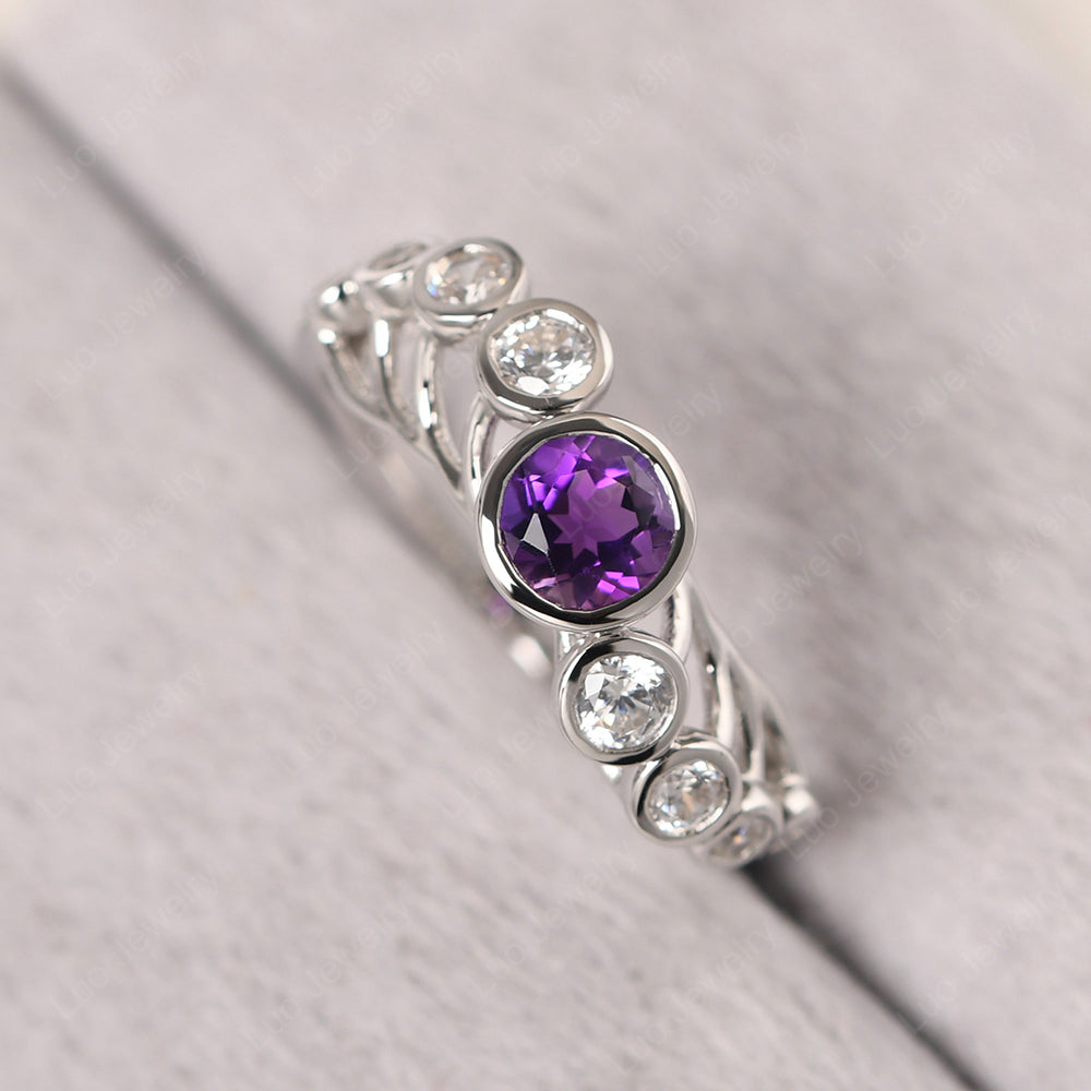 Twisted Multi Stone Amethyst Ring - LUO Jewelry