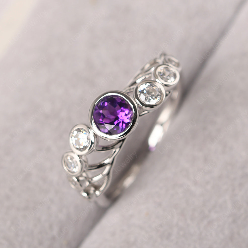 Twisted Multi Stone Amethyst Ring - LUO Jewelry