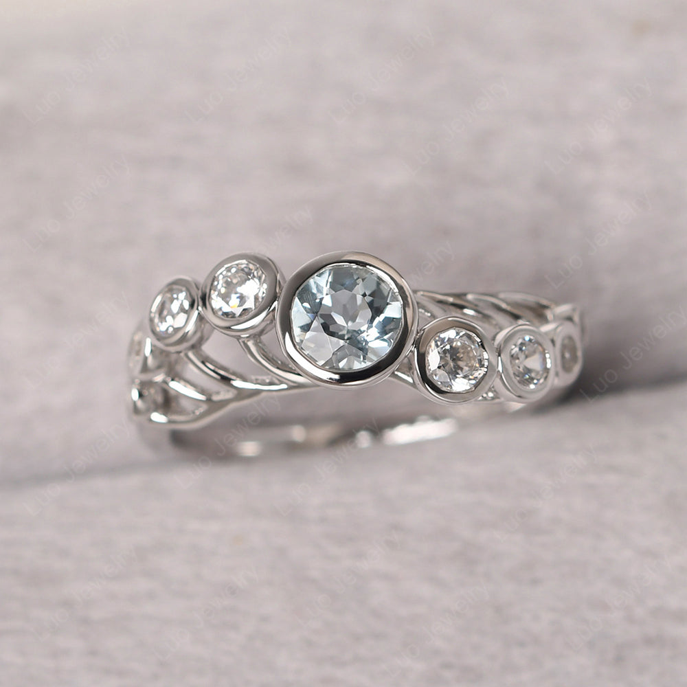 Twisted Multi Stone Aquamarine Ring - LUO Jewelry