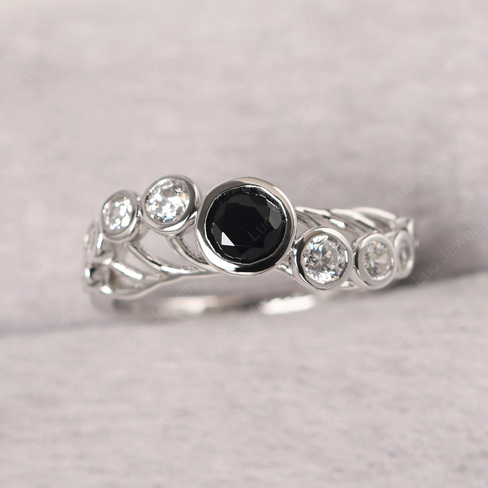 Twisted Multi Stone Black Spinel Ring - LUO Jewelry