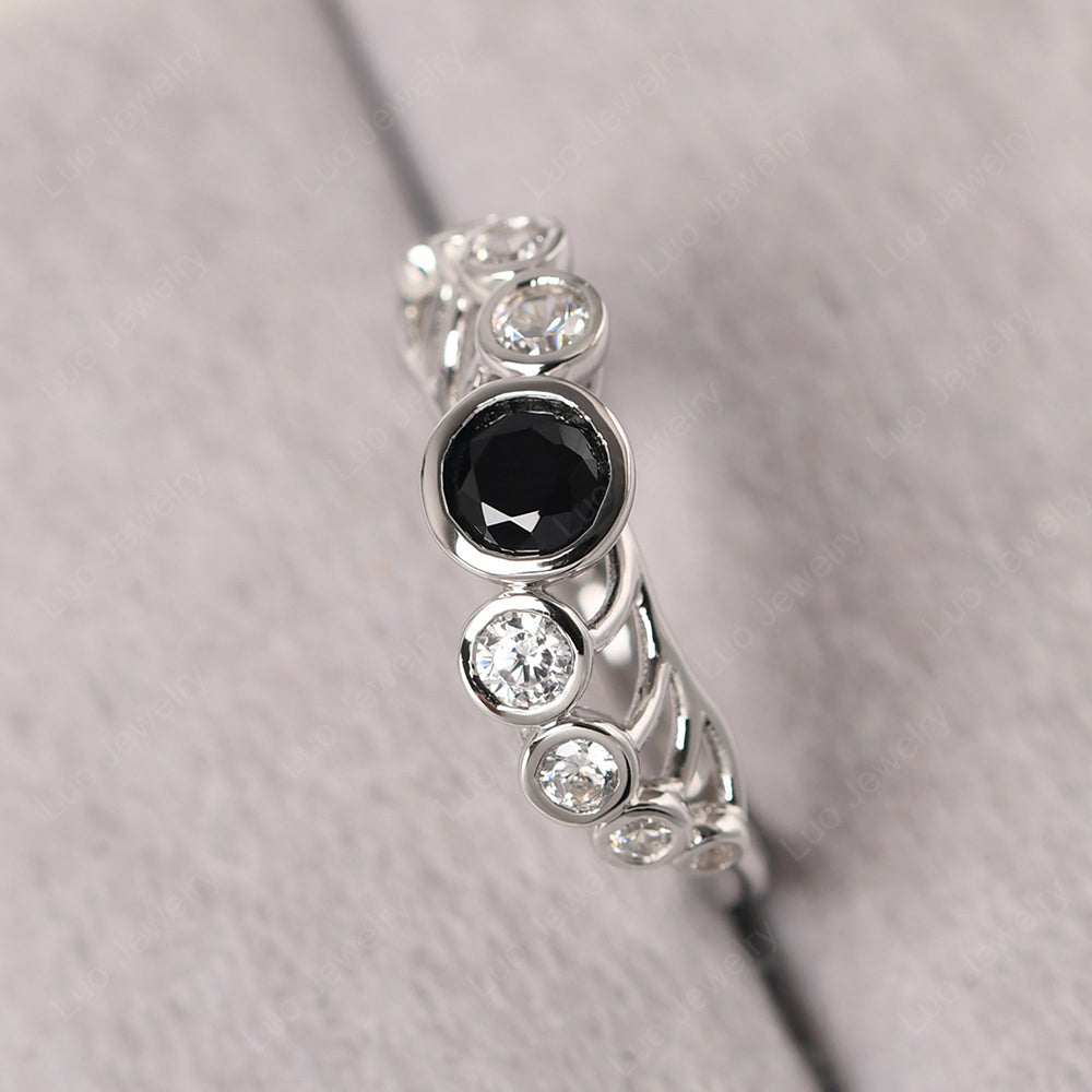 Twisted Multi Stone Black Spinel Ring - LUO Jewelry