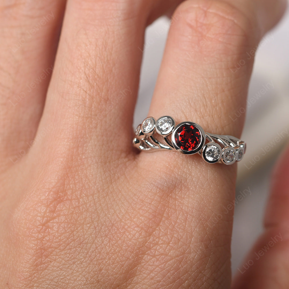 Twisted Multi Stone Garnet Ring - LUO Jewelry