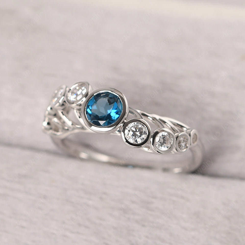 Twisted Multi Stone London Blue Topaz Ring - LUO Jewelry