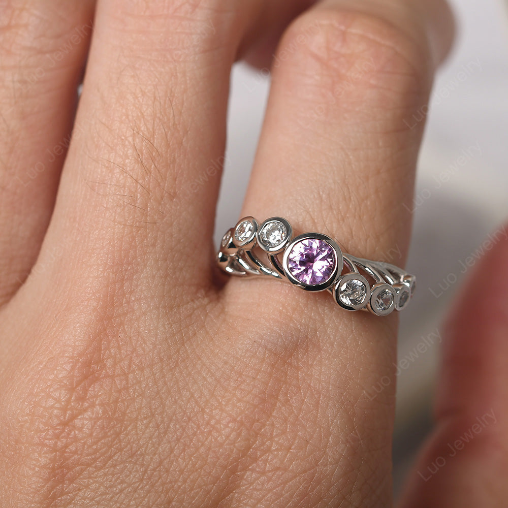 Twisted Multi Stone Pink Sapphire Ring - LUO Jewelry