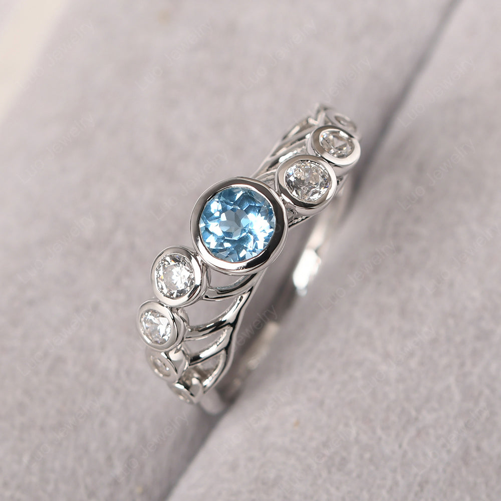 Twisted Multi Stone Swiss Blue Topaz Ring - LUO Jewelry