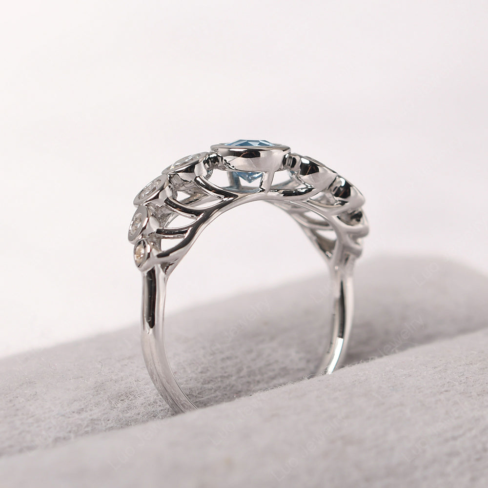 Twisted Multi Stone Swiss Blue Topaz Ring - LUO Jewelry