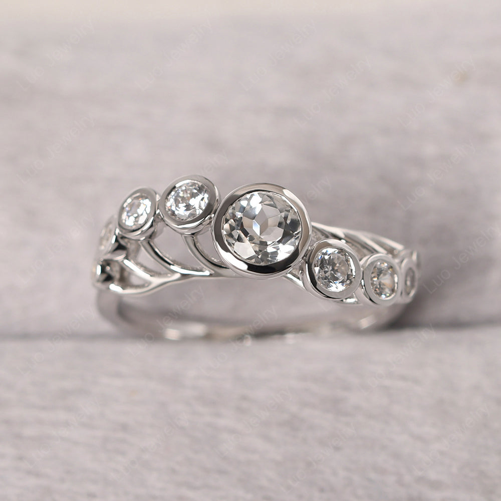 Twisted Multi Stone White Topaz Ring - LUO Jewelry