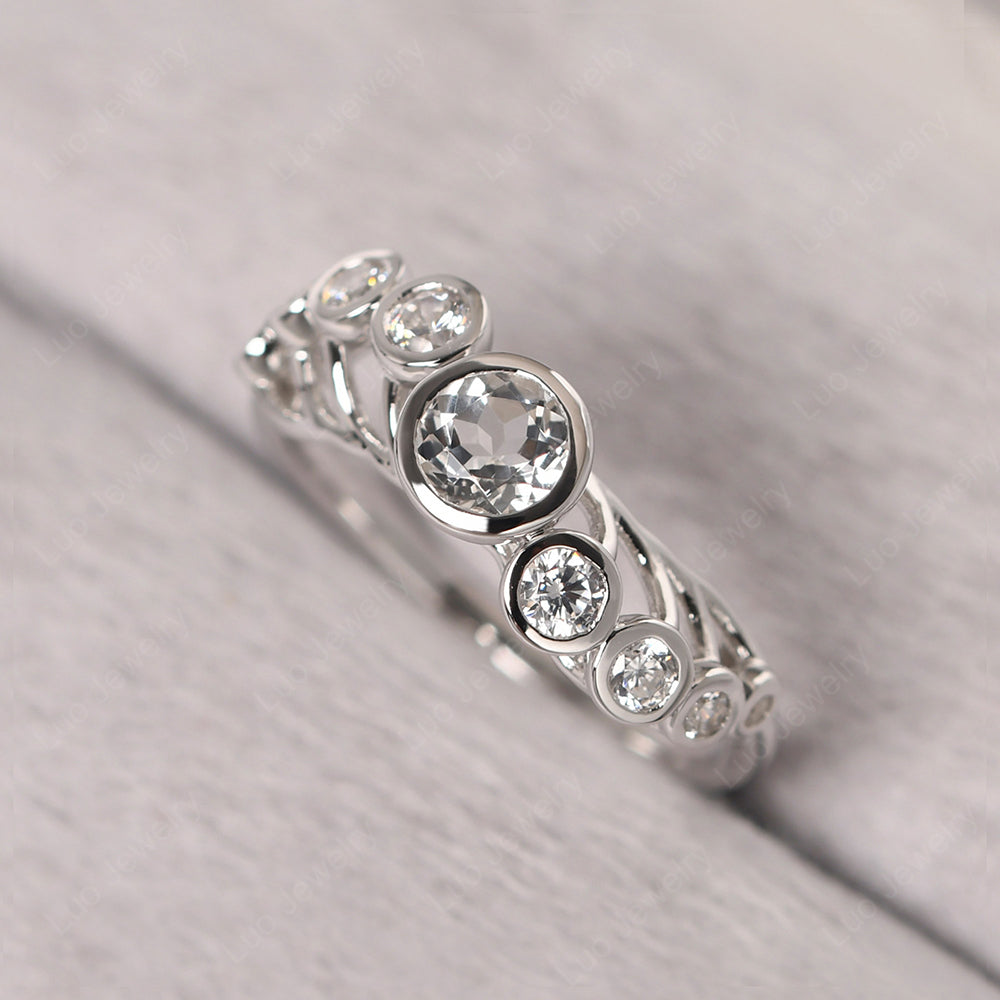 Twisted Multi Stone White Topaz Ring - LUO Jewelry